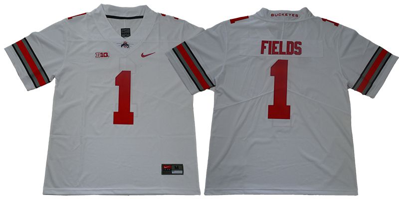 Men Ohio State Buckeyes 1 Fields White Nike NCAA Jerseys